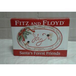 Fitz And Floyd Santa's Forest Friends Joy Christmas Platter Birds Nature Winter